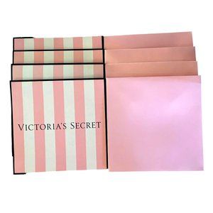 4 Victoria's Secret Gift Boxes Pink Stripes Logo Black Trim Victoria Secrets